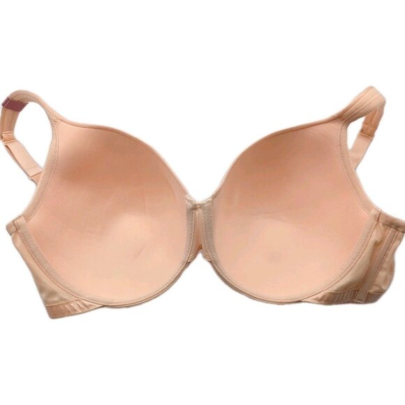 Cacique 44D Satin Full Coverage Bra Smooth Underwire Sugar Beige - Picture 9 of 10